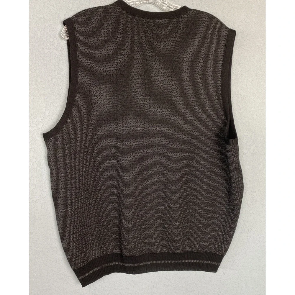 Men's J. Ashford 100% Merino Wool Sweater Vest XL Gray‎ Black Button Up Woolmark